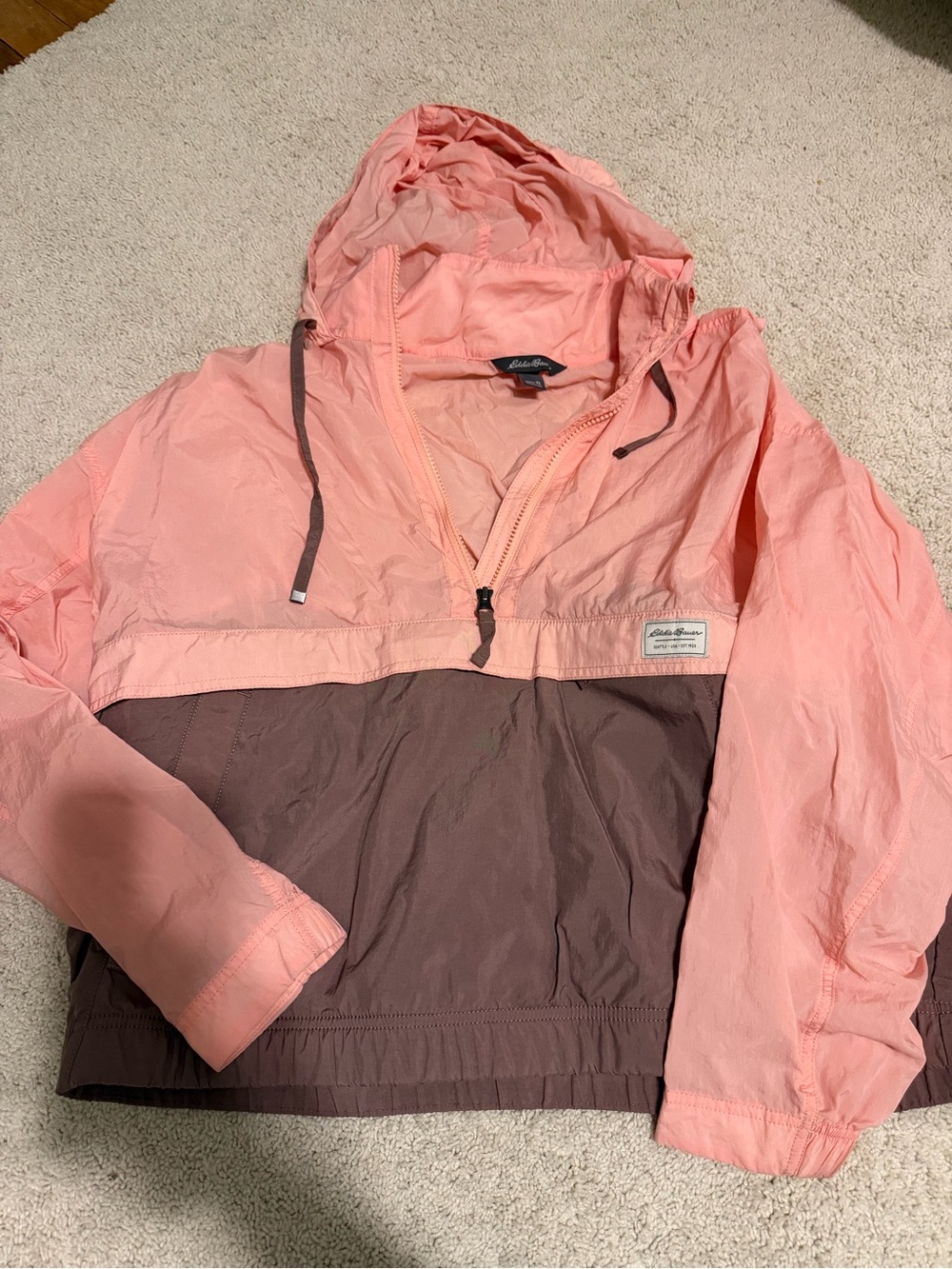 Eddie Bauer Light Pink Hooded Windbreaker Jacket
